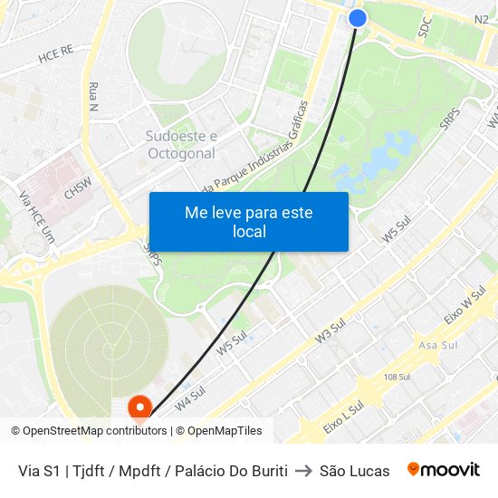 Via S1 | Tjdft / Mpdft / Palácio Do Buriti to São Lucas map