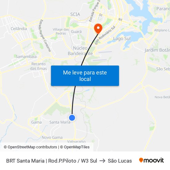 BRT Santa Maria | Rod.P.Piloto / W3 Sul to São Lucas map