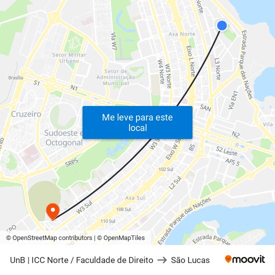 Unb | Icc Norte / Faculdade De Direito to São Lucas map