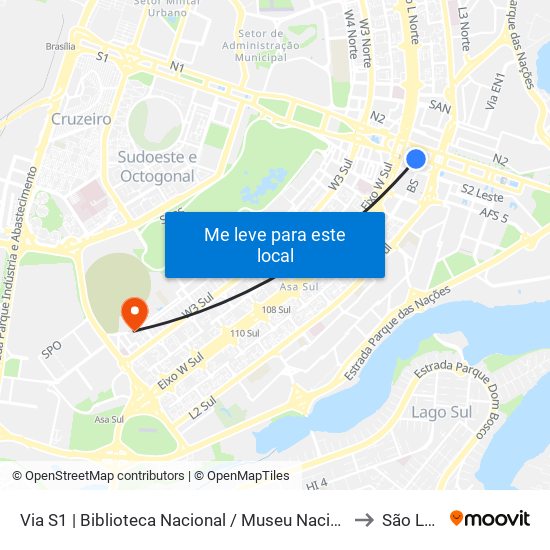 Via S1 | Biblioteca Nacional / Museu Nacional / Sesi Lab to São Lucas map