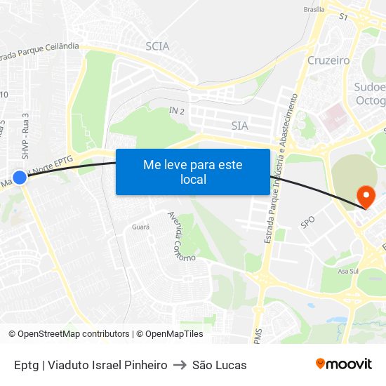 Eptg | Viaduto Israel Pinheiro to São Lucas map