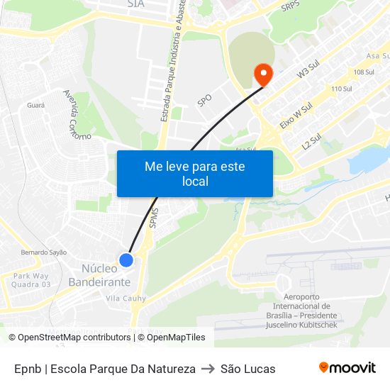 Epnb | Escola Parque Da Natureza to São Lucas map