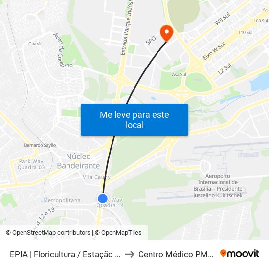EPIA | Floricultura / Estação BRT Park Way to Centro Médico PMDF - CMED map