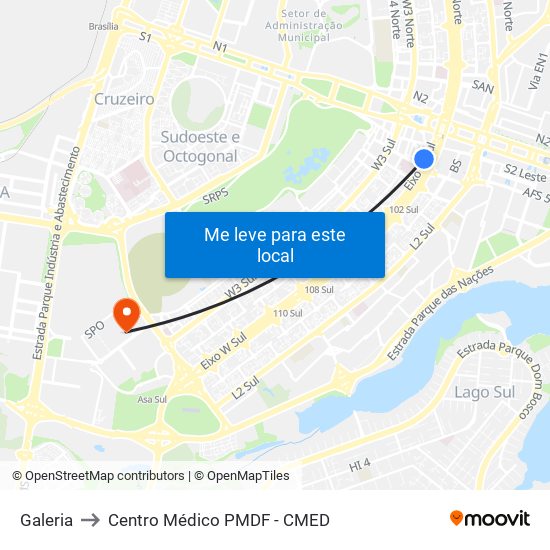 Galeria to Centro Médico PMDF - CMED map