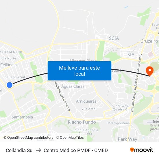 Ceilândia Sul to Centro Médico PMDF - CMED map