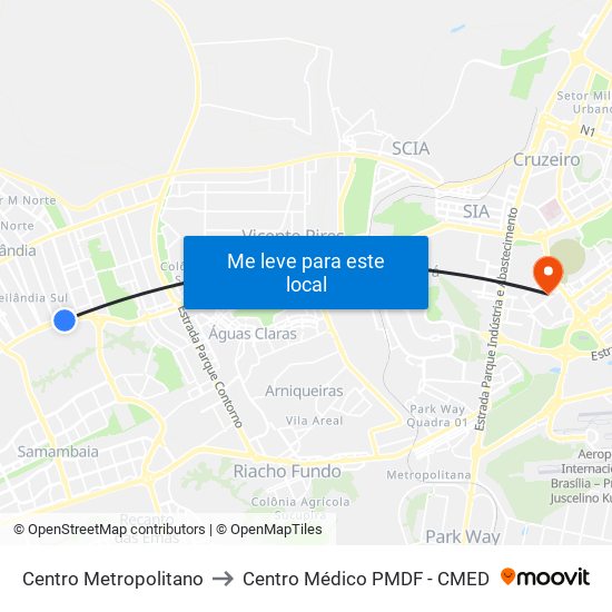 Centro Metropolitano to Centro Médico PMDF - CMED map