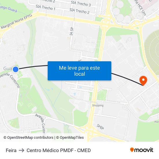 Feira to Centro Médico PMDF - CMED map