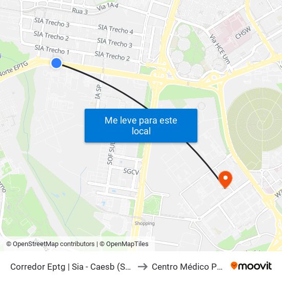 Corredor Eptg | Sia - Caesb (Sentido Taguatinga) to Centro Médico PMDF - CMED map