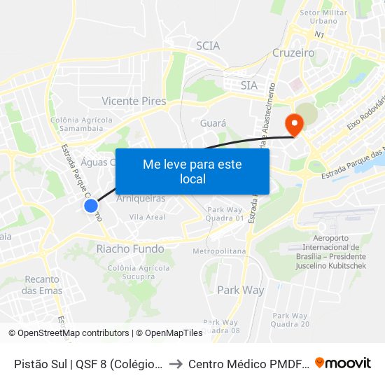 Pistão Sul | Qsf 8 (Colégio Objetivo to Centro Médico PMDF - CMED map