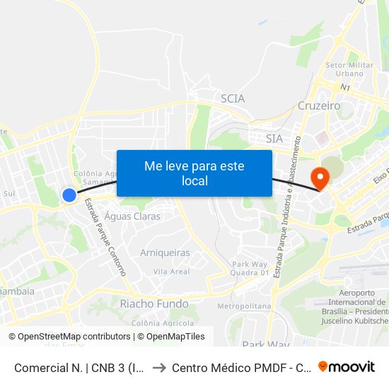 Comercial Norte | Cnb 3 (Inss) to Centro Médico PMDF - CMED map