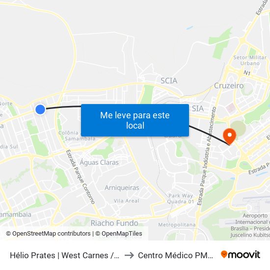 Hélio Prates | West Carnes / Taguacenter to Centro Médico PMDF - CMED map