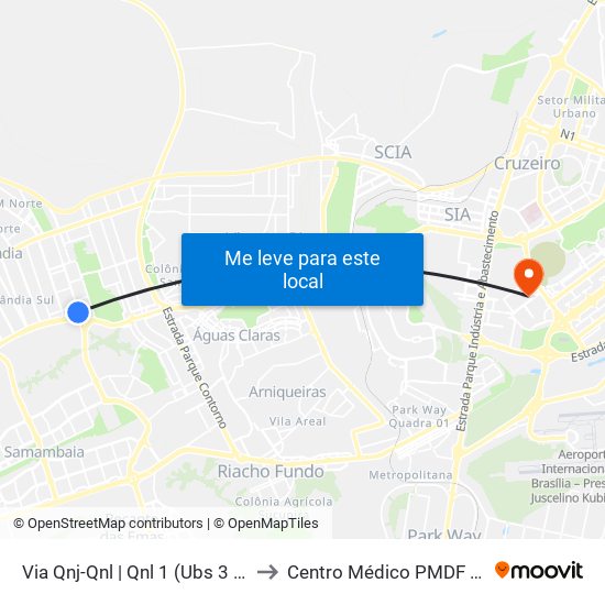 Via Qnj-Qnl | Qnl 1 (Ubs 3 / Ced 6) to Centro Médico PMDF - CMED map