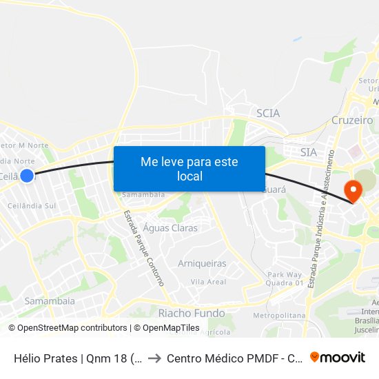 Hélio Prates | Qnm 18 (Hrc) to Centro Médico PMDF - CMED map