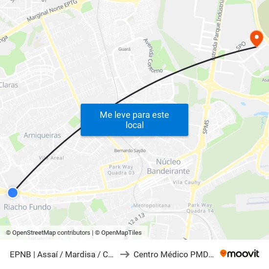 Epnb | Assaí / Mardisa / Café Do Sítio to Centro Médico PMDF - CMED map