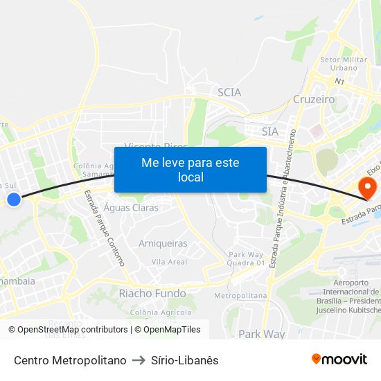 Centro Metropolitano to Sírio-Libanês map