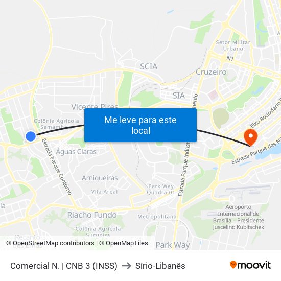 Comercial Norte | Cnb 3 (Inss) to Sírio-Libanês map