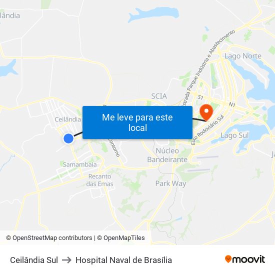 Ceilândia Sul to Hospital Naval de Brasília map