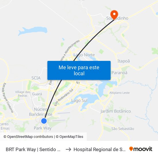 Estação Brt Park Way to Hospital Regional de Sobradinho (HRSo) map