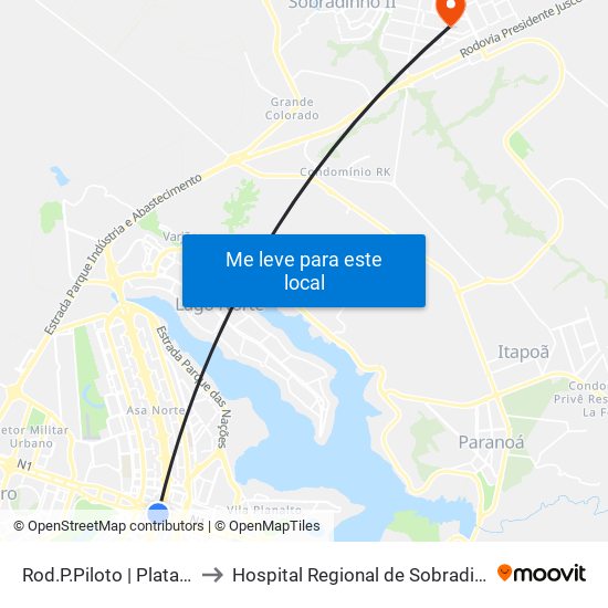 Rod.P.Piloto | Plataforma C to Hospital Regional de Sobradinho (HRSo) map
