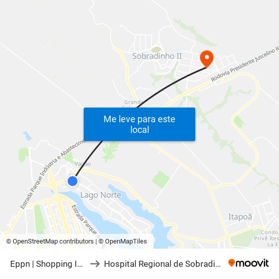 Eppn | Shopping Iguatemi to Hospital Regional de Sobradinho (HRSo) map