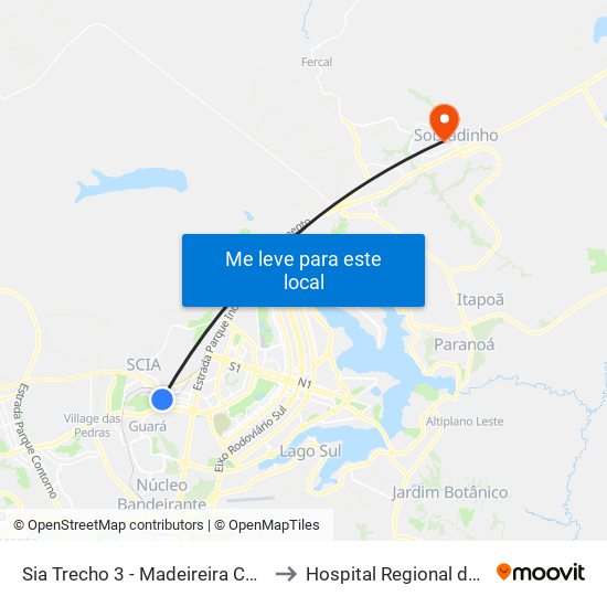 Sia Trecho 3 - Madeireira Comabra/Condor Atacadista to Hospital Regional de Sobradinho (HRSo) map