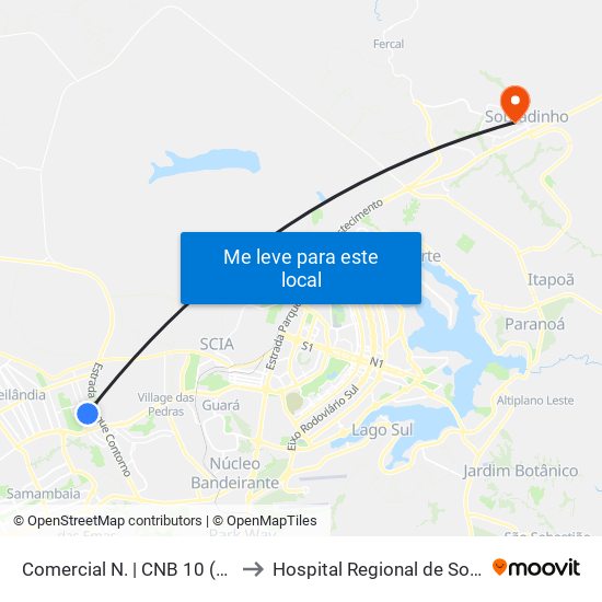 Comercial Norte | Cnb 10 to Hospital Regional de Sobradinho (HRSo) map