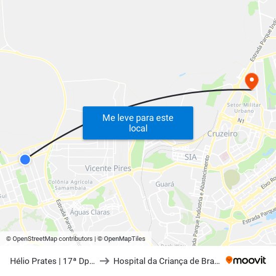 Hélio Prates | 17ª Dp / Cef 12 to Hospital da Criança de Brasília (HCB) map