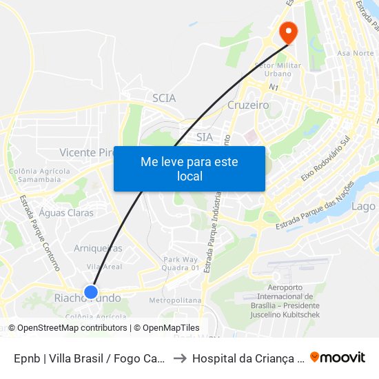 Epnb | Villa Brasil / Fogo Campeiro / Sim Sem Hora to Hospital da Criança de Brasília (HCB) map