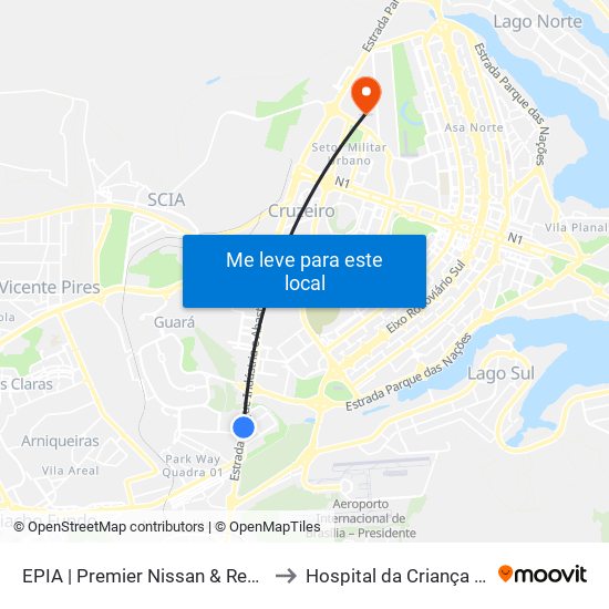 EPIA Sul | Premier Nissan & Renault / Motel Park Way to Hospital da Criança de Brasília (HCB) map