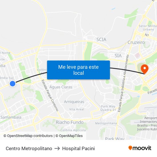 Centro Metropolitano to Hospital Pacini map