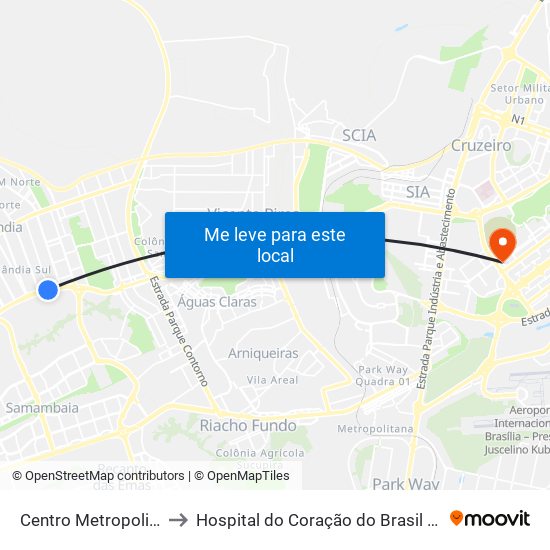 Centro Metropolitano to Hospital do Coração do Brasil (HCBr) map