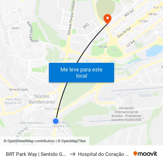 Estação Brt Park Way to Hospital do Coração do Brasil (HCBr) map