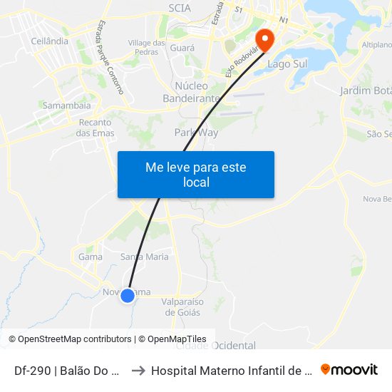 Df-290 | Balão Do Novo Gama to Hospital Materno Infantil de Brasília (HMIB) map