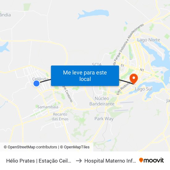 Hélio Prates | Estação Ceilândia Centro / Fort Atacadista to Hospital Materno Infantil de Brasília (HMIB) map