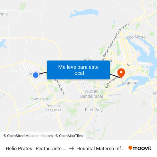 Hélio Prates | Restaurante Comunitário / Feira Central to Hospital Materno Infantil de Brasília (HMIB) map