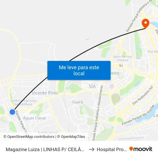 Magazine Luiza | LINHAS P/ CEILÂNDIA / SEMIURBANO to Hospital Prontonorte map