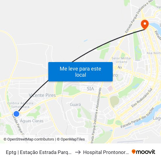 EPTG | Estação Estrada Parque to Hospital Prontonorte map