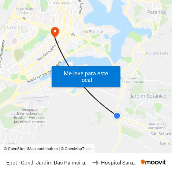 Epct | Cond. Jardim Das Palmeiras (Sentido São Sebastião) to Hospital Sarah Kubitschek map