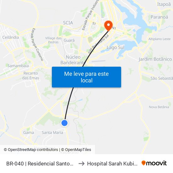 Br-040 | Residencial Santos Dumont to Hospital Sarah Kubitschek map