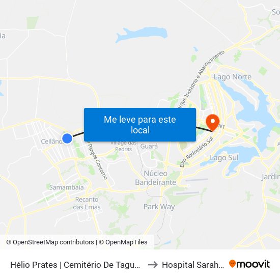 Hélio Prates | Cemitério De Taguatinga / Fort Atacadista to Hospital Sarah Kubitschek map