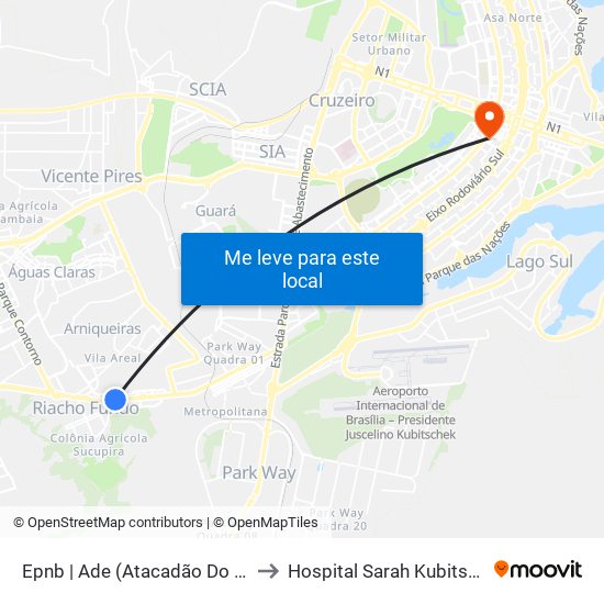 Epnb | Ade (Atacadão Do Mdf) to Hospital Sarah Kubitschek map