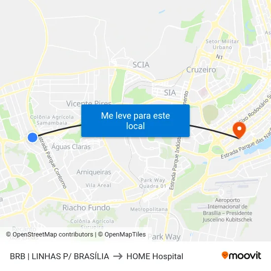 BRB | LINHAS P/ BRASÍLIA to HOME Hospital map