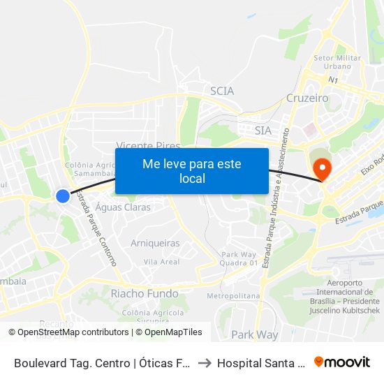 Boulevard Tag. Centro | Óticas Fluminense / Polyèlle to Hospital Santa Luzia (HSL) map