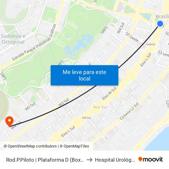 Rod.P.Piloto | Plataforma D (Box 16) to Hospital Urológico map