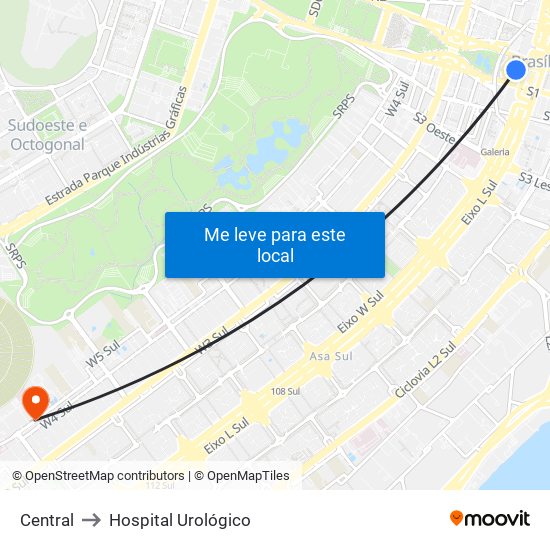 Central to Hospital Urológico map