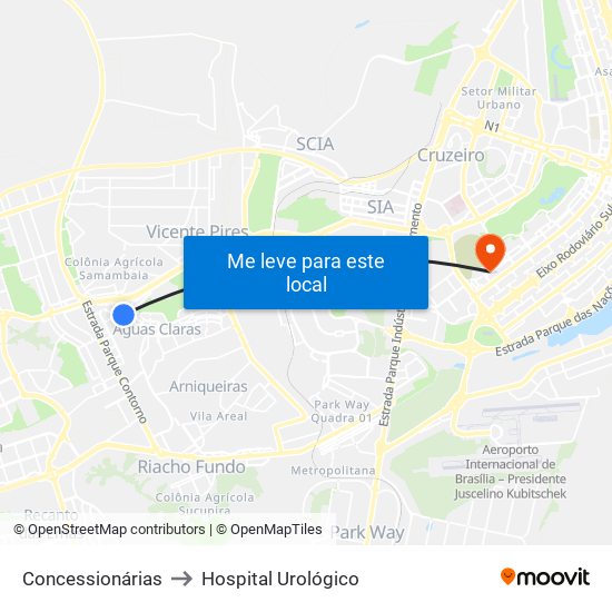 Concessionárias to Hospital Urológico map