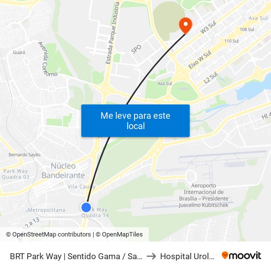 Estação Brt Park Way to Hospital Urológico map
