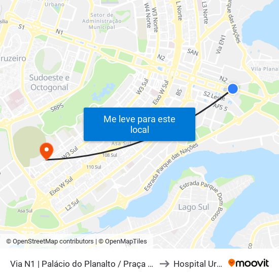 Via N1 | Palácio Do Planalto / Praça Dos Três Poderes to Hospital Urológico map