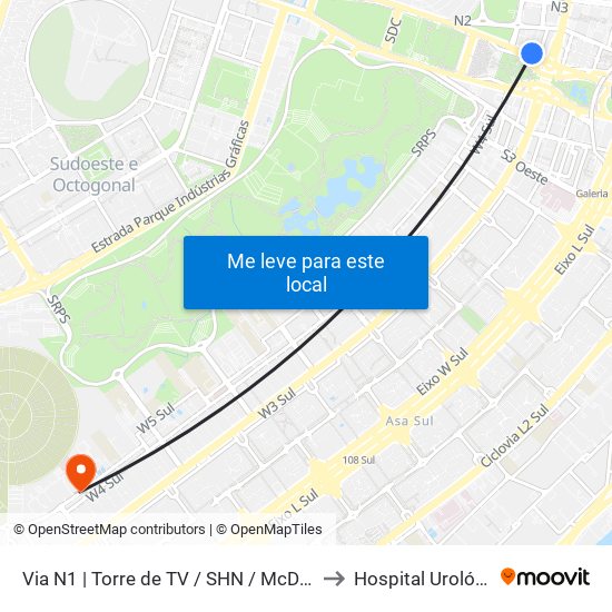 Via N1 | Torre De Tv / Shn / Mcdonald's to Hospital Urológico map