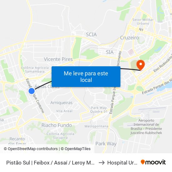 Pistão Sul | Feibox / Assaí / Leroy Merlin / Pátio Capital to Hospital Urológico map